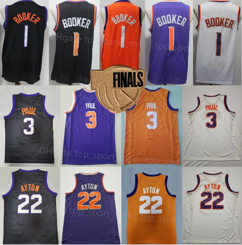 

The Finals Patch Basketball Valley Chris Paul Jersey 3 Devin Booker Jerseys 1 DeAndre Ayton 22 Black White Purple Orange Men Stitched Good Champions