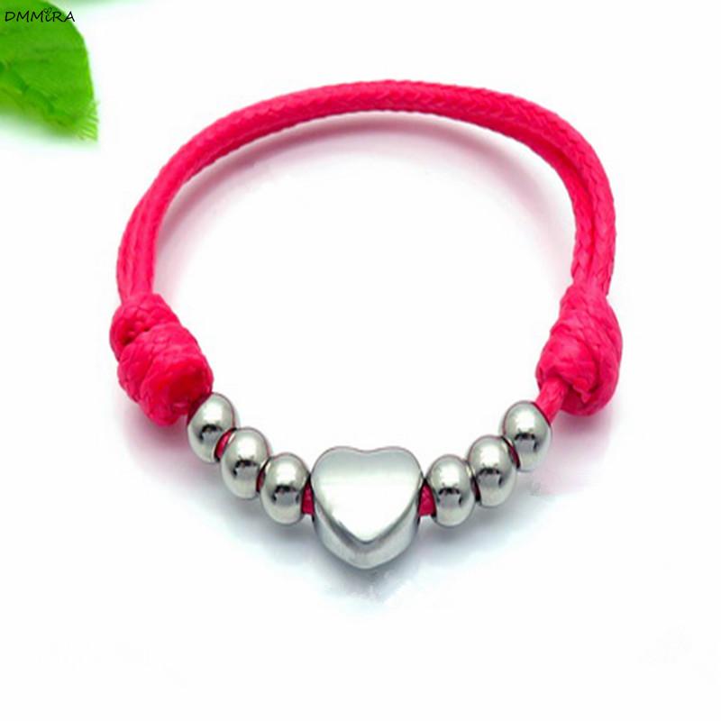 

Charm Bracelets 2021 Fashion Heart Shaped Beads Women Bangles Gold Color Stainless Steel Cute Girls Woven Bracelet