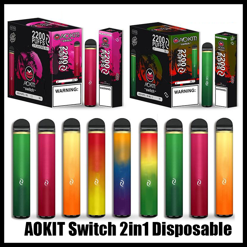 

Original AOKIT Switch 2in1 Disposable Device Kit E-cigarettes 2200 Puffs 1000mAh Battery 8.5ml Prefilled Cartridge Pod Vape Stick Pen Vs Air Bar Max Lux 100% Authentic