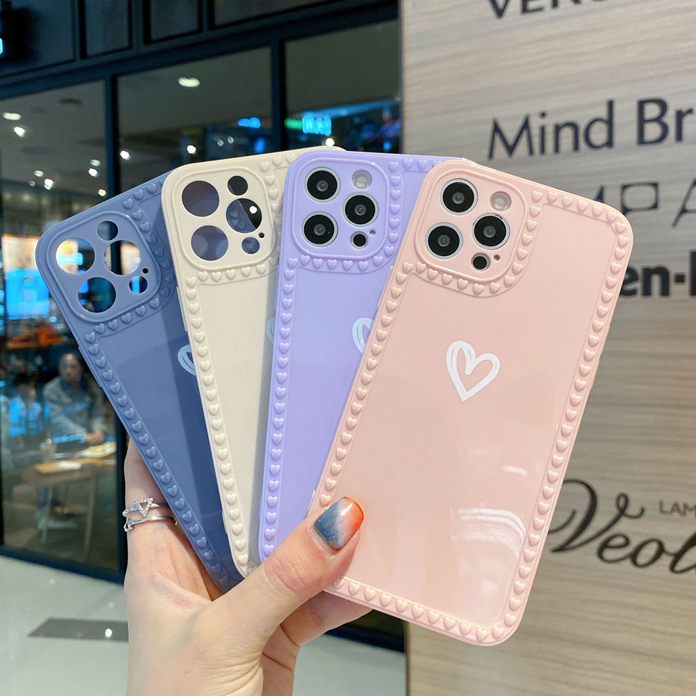

loverly Heart Color Phone Cases For iphone 12 11 pro max iphone 6 7 8 Plus soft full cover protection cellphone case, Blue