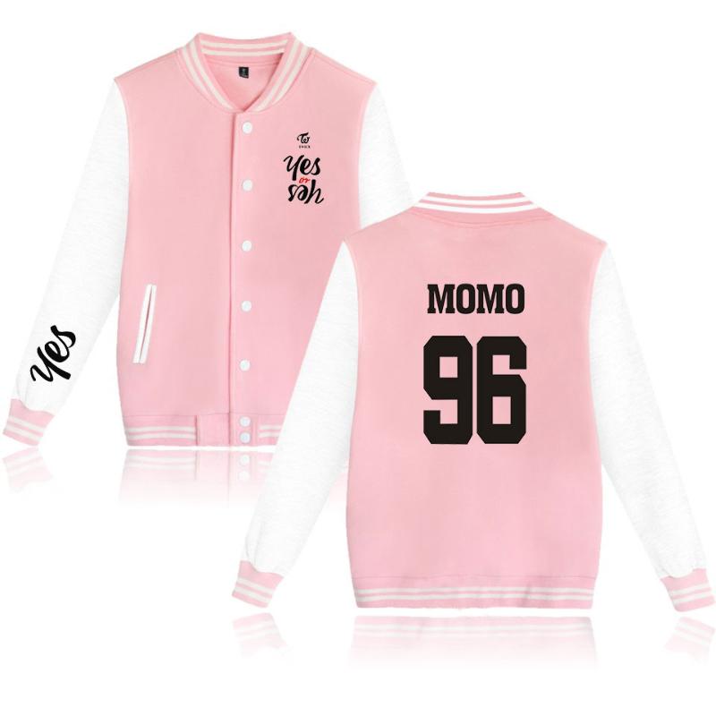 

Men' Jackets Kpop TWICE YES OR Print Fashion Baseball Jacket Men Women Casual Pocket Long Sleeve Hoodies Sweatshirt Coat Tops, Color 4