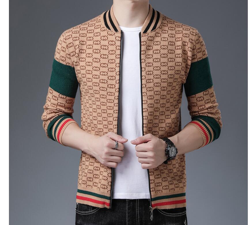 

Men's Sweaters 2021 Fall New Men' Zipper Knit Cardigan Tide Brand Casual Baseball Collar Long Sleeve Sweater, W1