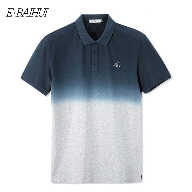 

Men's Polos Gradient Color Shirt Turn-down Collar Brand Summer Short-sleeve High Quality Men L015 IPBX
