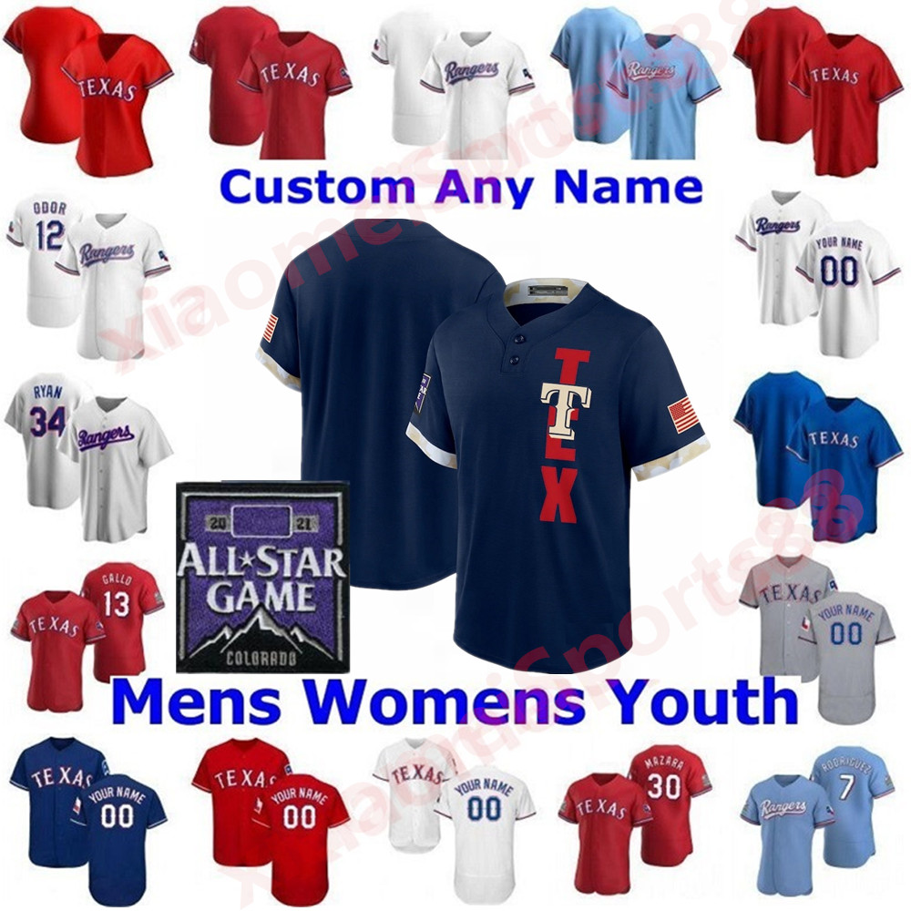 

Texas Men Women youth Rangers 2021 All-Star Game Baseball jersey Joey Gallo Authentic Rougned Odor Shin-Soo Choo Elvis Andrus Ronald Guzman Adrian Alexis, As shown in illustration