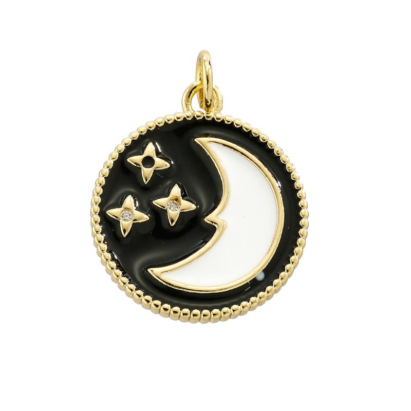 

Charms Copper Zircon Stars Moon Fit Drop Oil Pendant Necklace Bracelet Diy For Jewelry Making Accessories, Bronze;silver