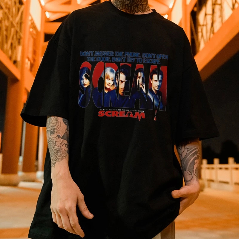 

classic kuakuayu HJN Scream Fashion T-Shirt Donot Answer the Phone don't Open Door Dont Try to Escape Women T-Shirts, White;black