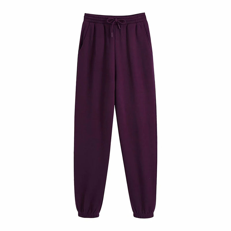 

Women Fashion Elastic Hem Jogging Pants Vintage With Adjustable Drawstrings Female Ankle Trousers 210520, As picture