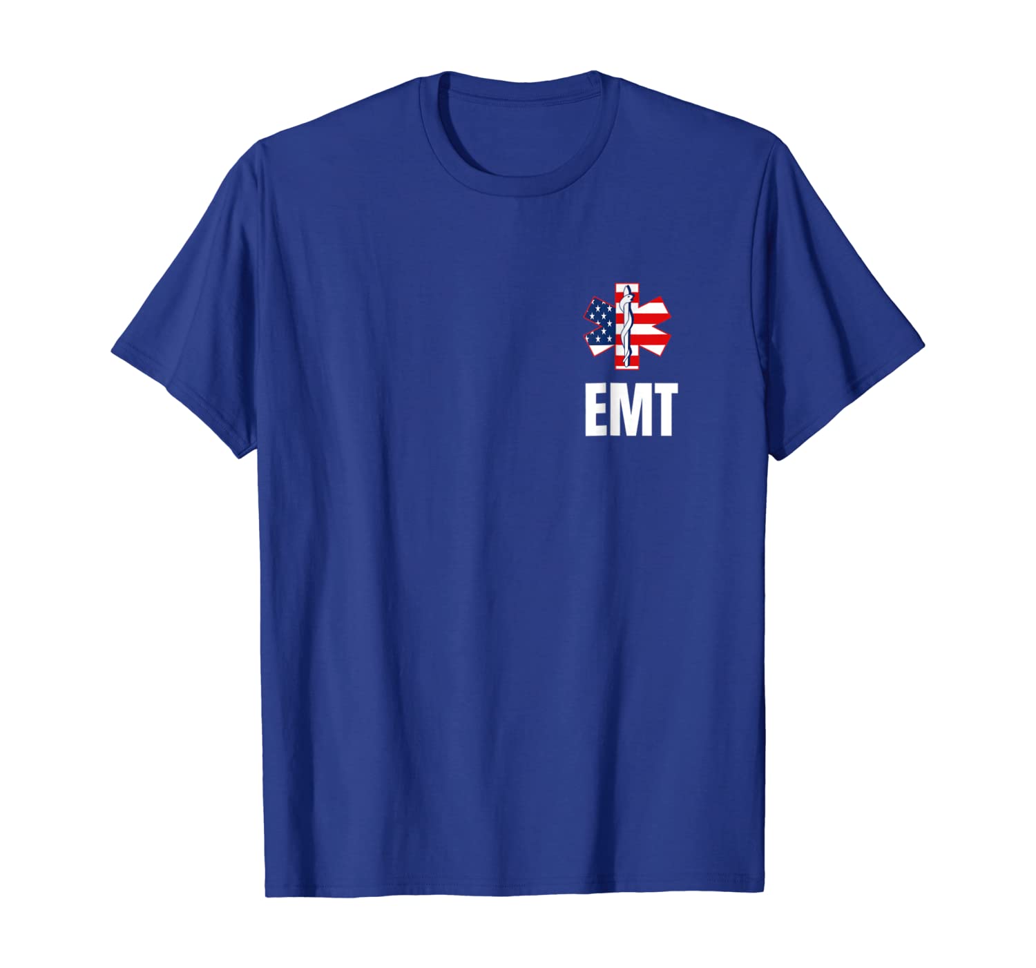 

EMT EMS Uniform 4th of July Pocket Star Of Life Shirt, White;black