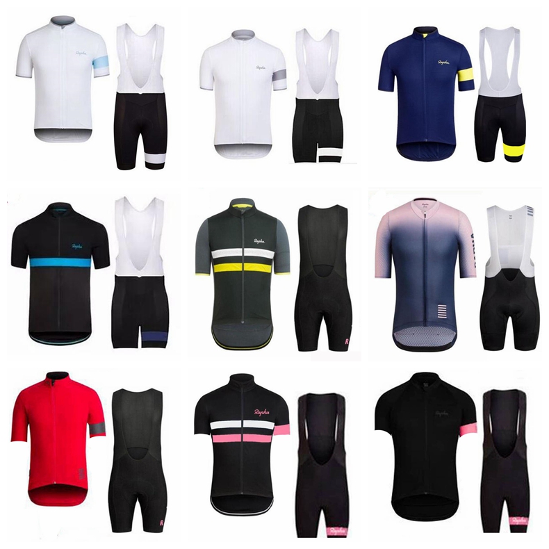 

RAPHA team Men cycling Short Sleeve Bib Shorts Set Breathable Quick-Dry Outdoor Sports Road Bike jersey Suit Set cycling Equipment S2032002, Black;red