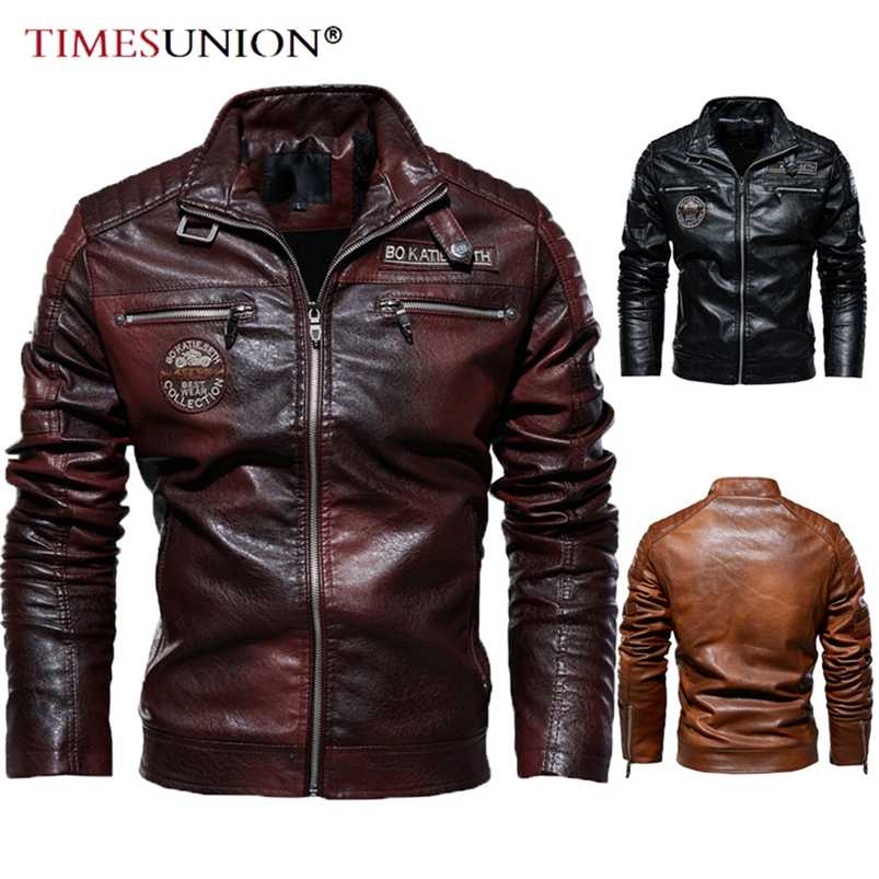 

Autumn Winter High Quality Fashion Coat Leather Jacket Motorcycle Style Male Business Casual Jackets For Men Black Warm Overcoat 211111, Maroon