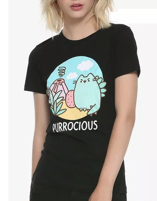 

Pusheen The Cat PURROCIOUS DINO Girls T-Shirt NWT Licensed & Official, White;black