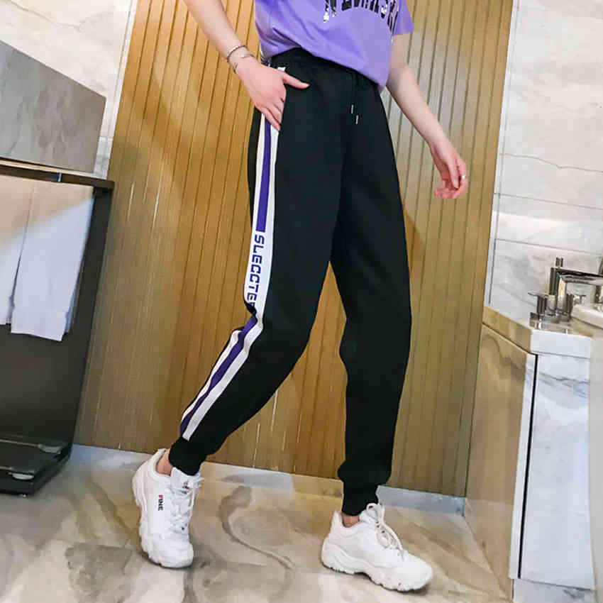 

Fashion Harajuku Hip Hop Pants High Waist Loose Harem Women Slim Casual Trouser Pantalon Femme Streetwear 210520, Black