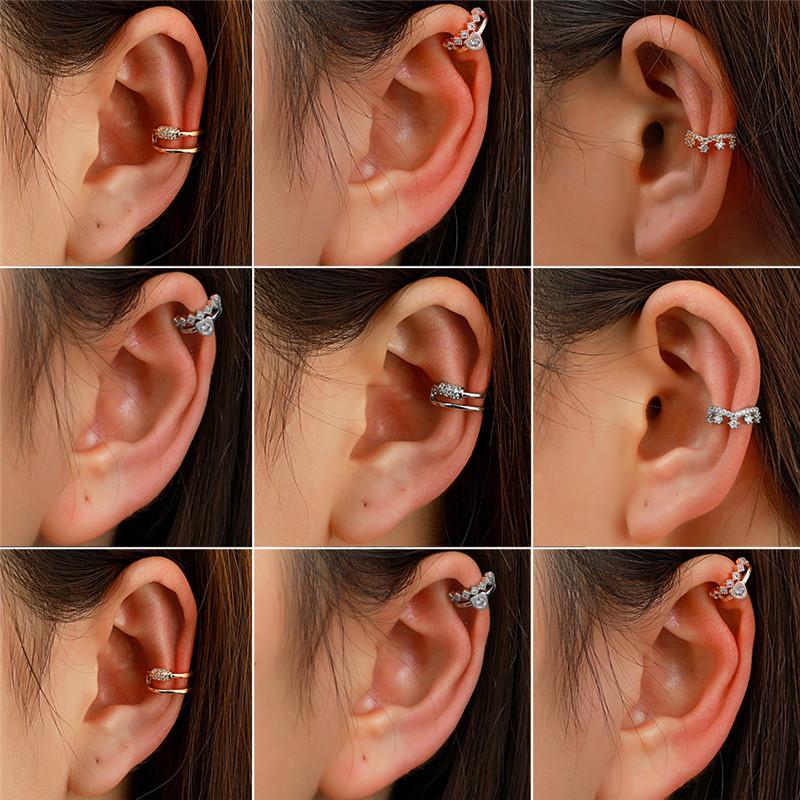 

Stud LETAPI Bohemian Ear Cuff For Women 1 Pcs Charming Zircon Clip On Earrings Gold Earcuff Without Piercing Jewelry, Golden;silver