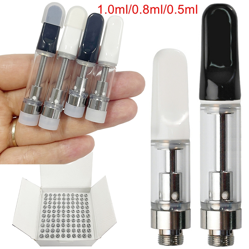 

2000pcs 1ml 0.8ml 0.5ml TH205 Atomizers Empty Vape Pen Cartridges Ceramic Coil Glass Thick Oil Vaporizer 510 Thread E Cigarettes