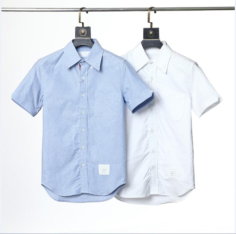 2021 new men's short-sleeved shirt casual solid color business half-sleeved cotton shirt-image-698252806