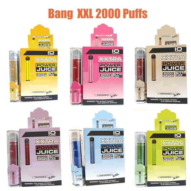 

Bang XXL Disposable Vape Pen E cigarettes Device 800mAh Battery 6ml Pods Pre filled Vapors 2000 Puffs Bars XXtra Kit