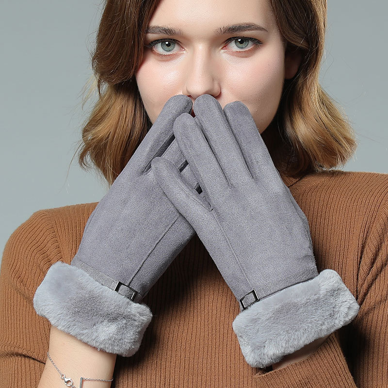 

Beautiul Women Gift Multicolor Suede Wool Touch Screen Gloves for Wholesale Winter Keep Warm