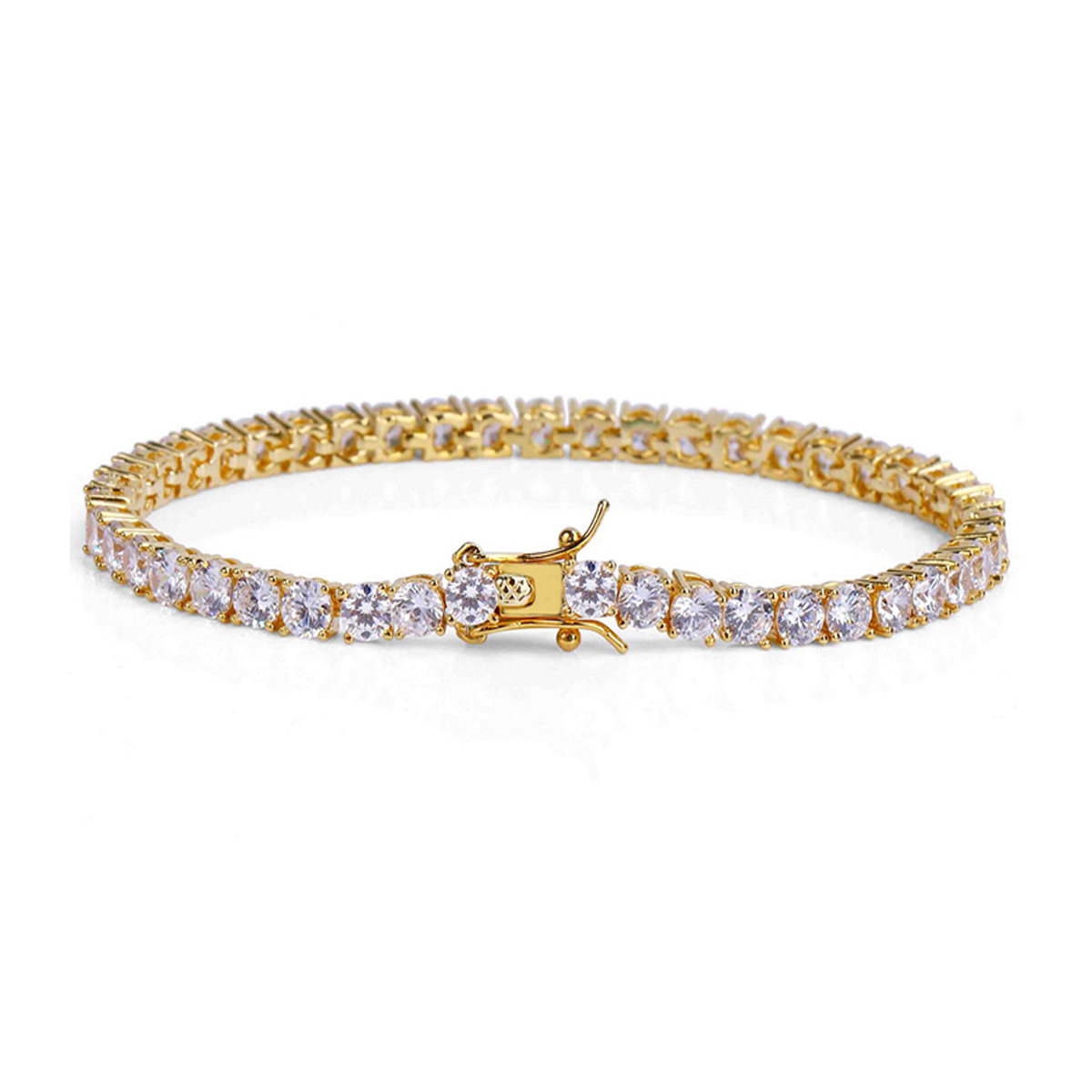 

Luxury 3mm5mm Crystal Tennis Bracelets Hip Hop Iced Out Gold silvery Color Chain Mens Bracelet For Women Men Wedding Jewelry