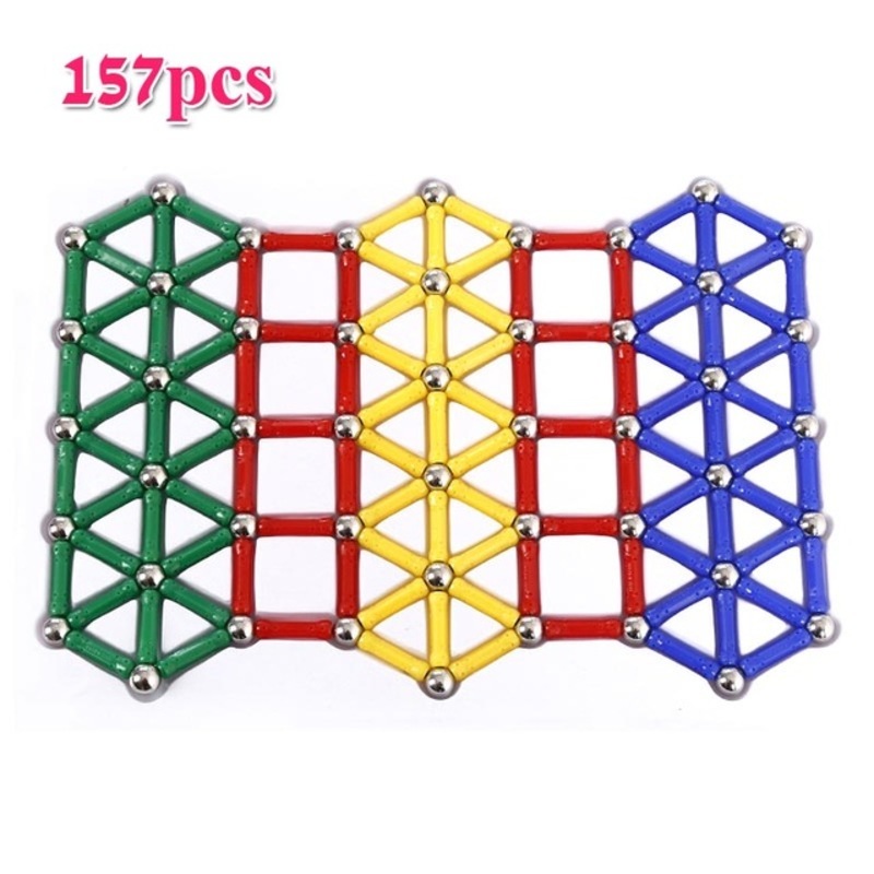 

157pcs/SET Magnet Bars Metal Balls Design Blocks Mini Bead Stick Geometric Figure Construction Toys For Kid Intelligence Gifts Q0624