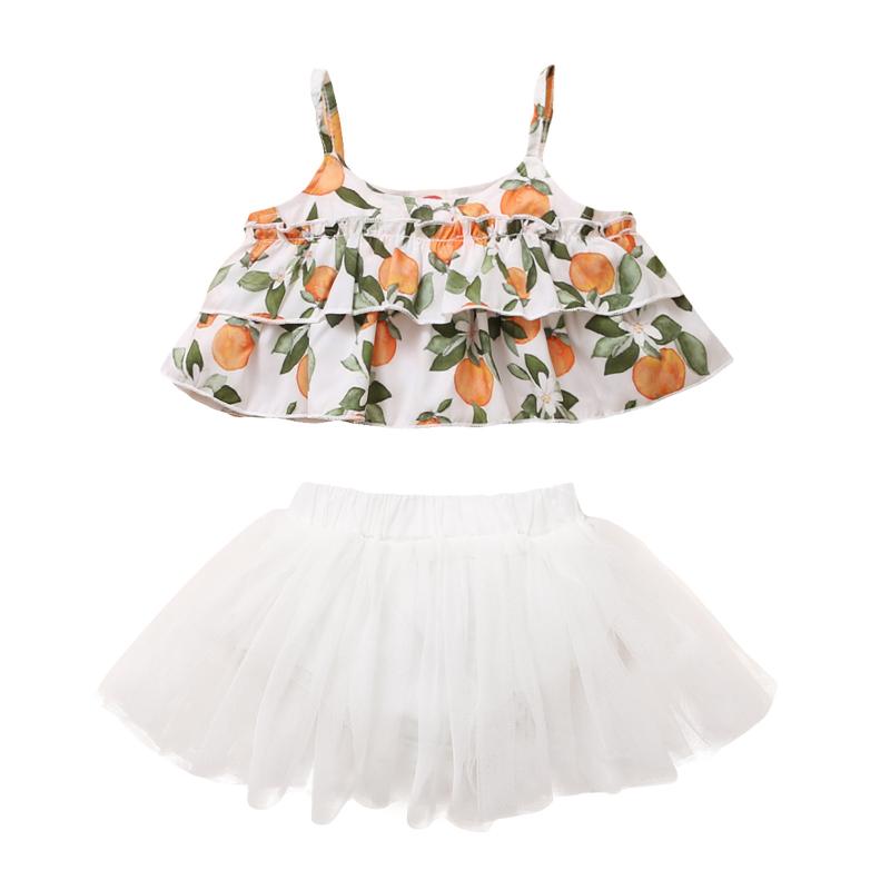

Clothing Sets Baby Toddler Layered Tee Outfits Girls Set Tulle Skirts Tops Suspenders Tiered Kids Outfits&Set, White