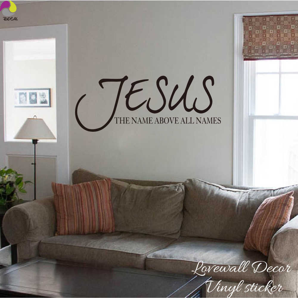 

Jesus Name Above All Names Saying Wall Sticker Living Room Bedroom Bible Verse Quote Wall Decal Vinyl Home Decor Art Mural 210615