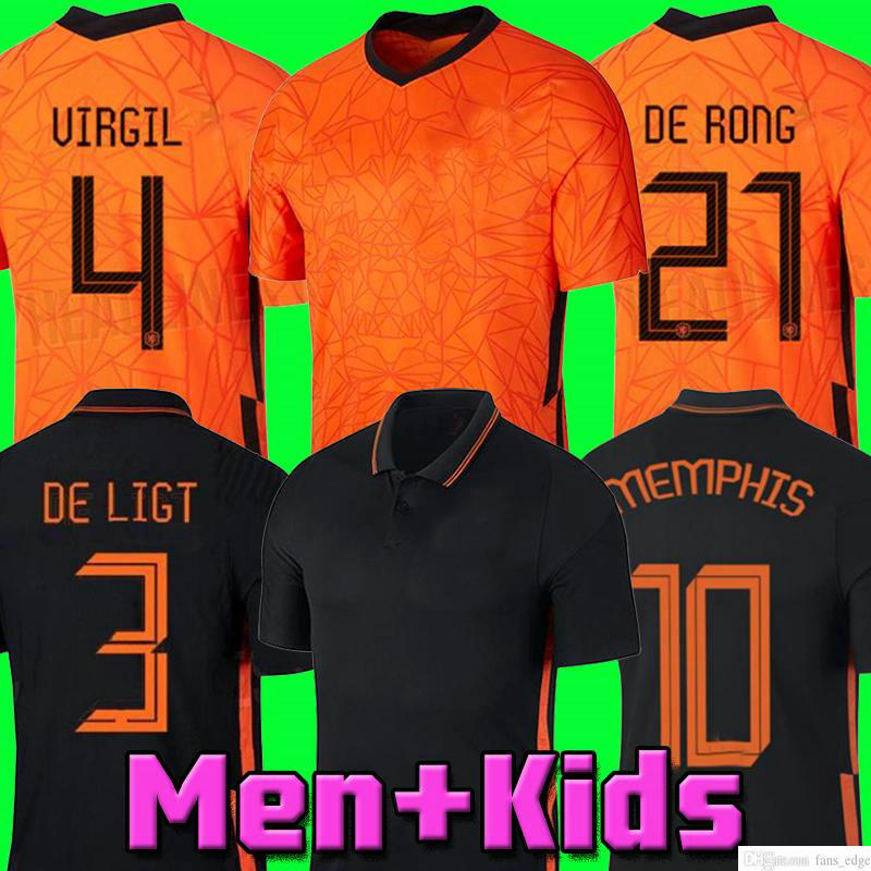 

MEMPHIS 2021 Netherlands soccer shirt DE JONG Holland DE LIGT STROOTMAN VAN DIJK VIRGIL 2022 football jersey 20 21 22 home away Adult men + kids kit, Black men size s-xxl