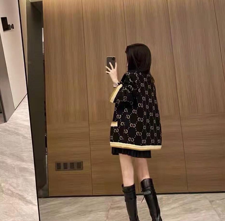 

Women Sweaters Brand Designer Letter Pattern Cardigan Sweater Coat Wool Blended Woman Knitwear Ladies Knitted Top, Black