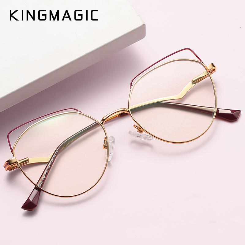

Sunglasses KINGMAGIC Men Anti Blue Light Glasses For Computer Metal Accessories Woman Eyeglasses Optical Frame Gift, White;black