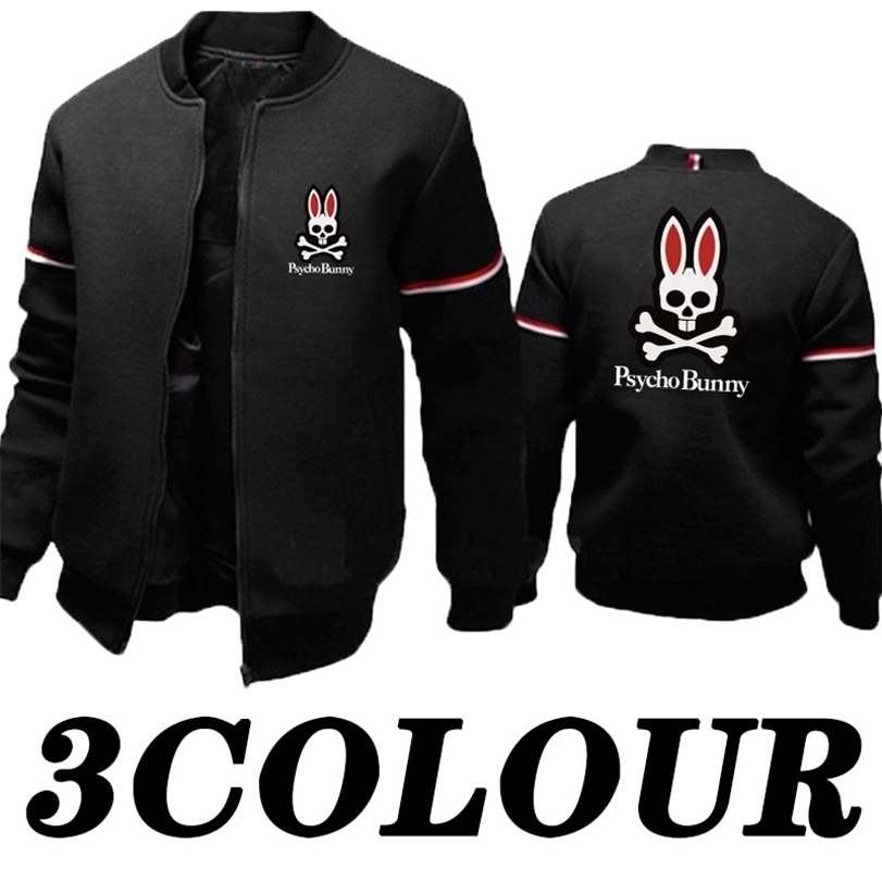 

Psycho Bunny printing men's autumn and winter solid coat leisure skull outdoor baseball suit slim fit sports zipper jacket 211214, Navy blue