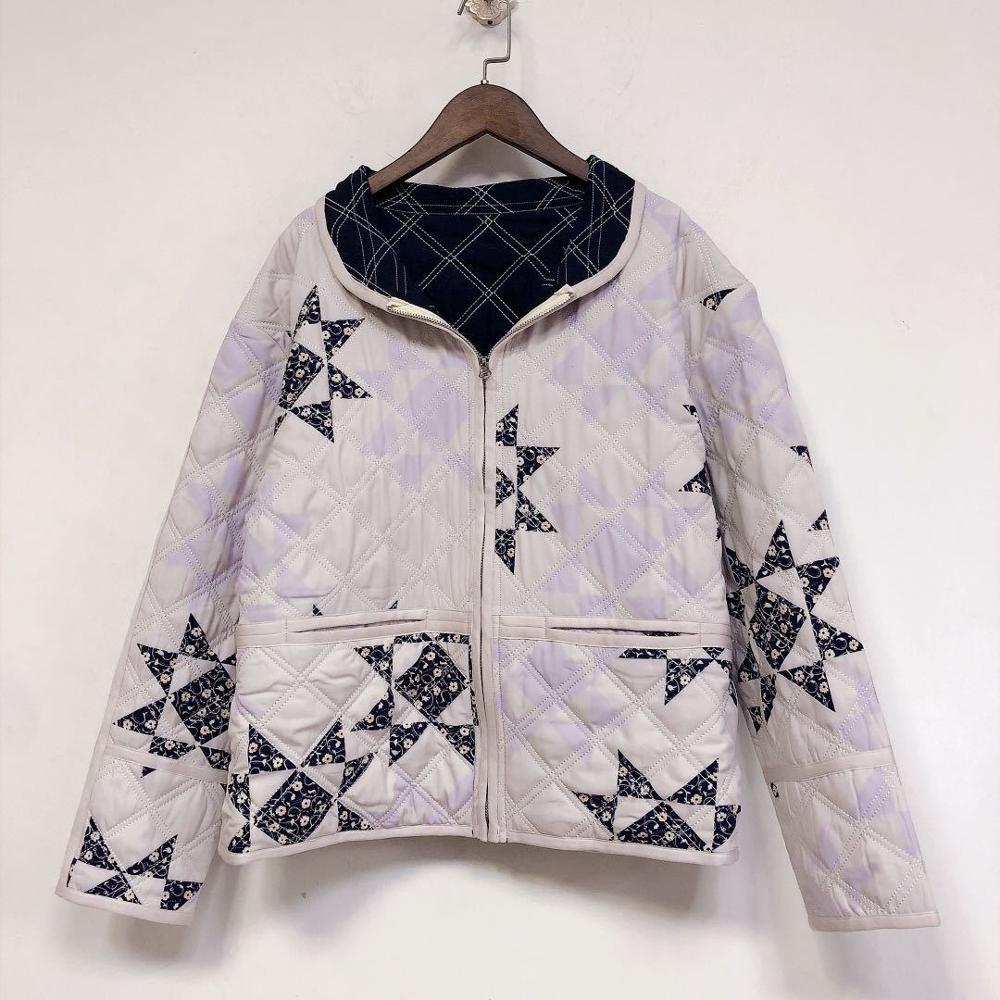 

downs Gradient Purple Jacket Women's Zipper Plaid Loose Winter Female Casual Short Coats, Black