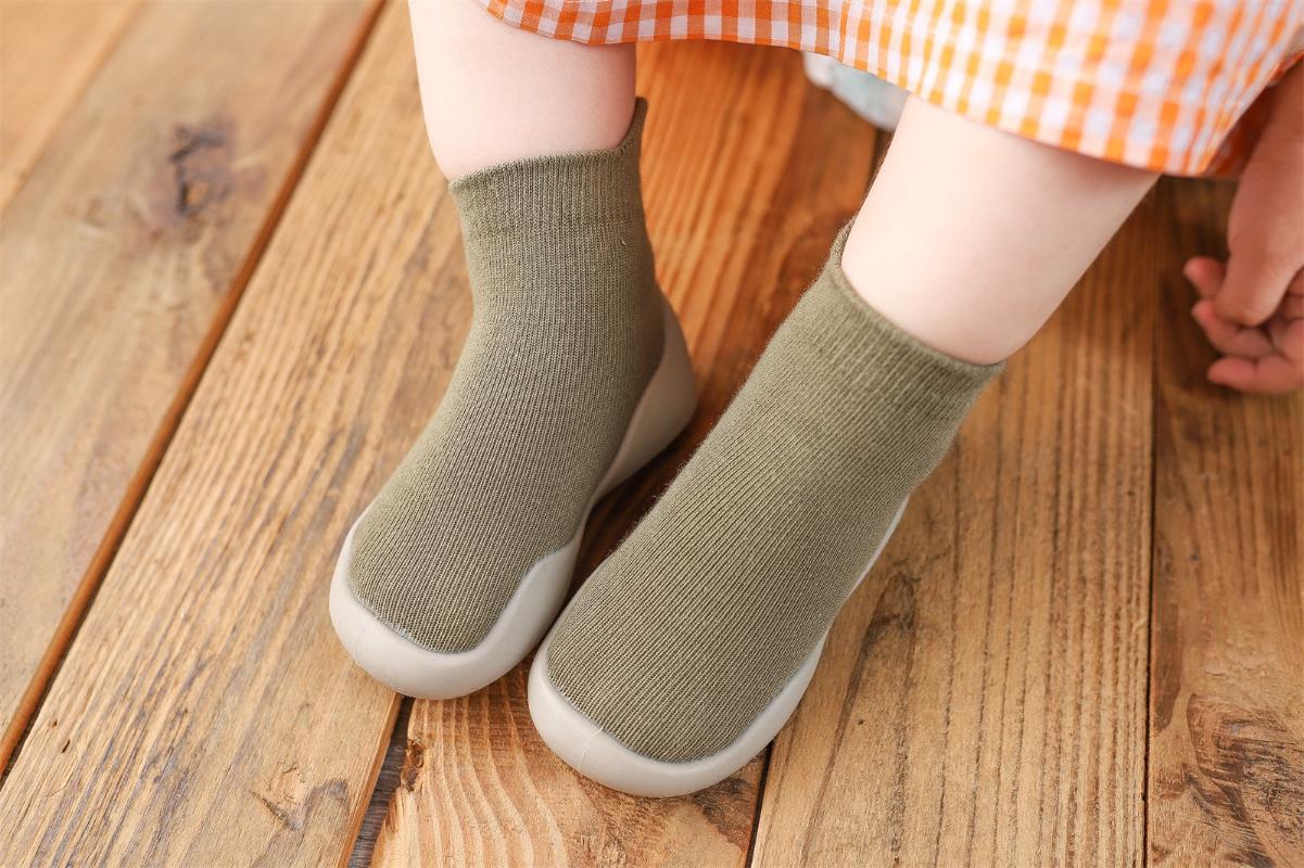 

First Walkers TELOTUNY Infant Toddler Indoor Solid Color Soft Sole Anti-Slip Shoe Casual Baby Cotton Elastic Socks Shoes, Purple