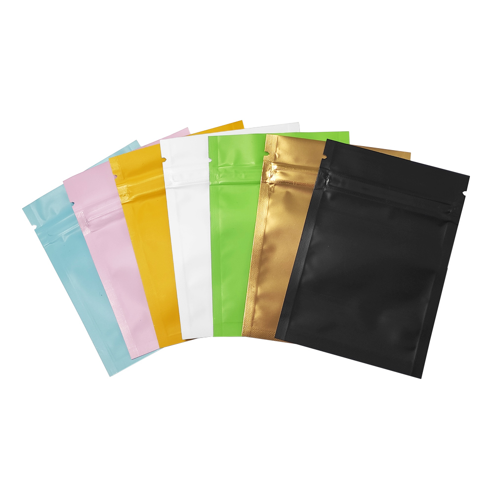100pcs Black / White / Gold / Green Matte Aluminum Foil Bags Self Seal Ziplock Mylar Packaging Food Smell Proof Zip Lock Pouches-image-701328753