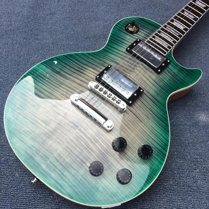 

Promotion! Standard 1959 Green Burst Flame Maple Top Electric Guitar Tuilp Tuners, Chrome Hardware