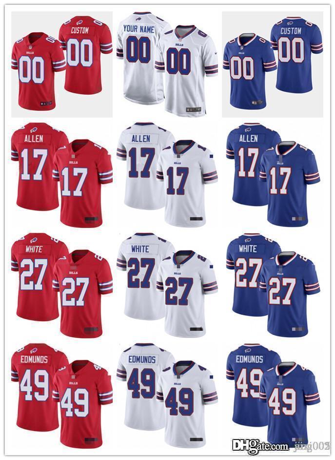 

Mens Womens Youth 17 Josh Allen 49 Tremaine Edmunds 26 Devin Singletary Blue White red custom Football Jerseys, Black;red