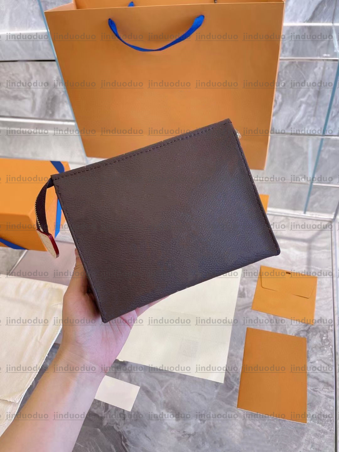 

5A quality leather wash Shoulder Bag Women's men Clutch crossbody Cosmetic Bags POCHETTE VOYAGE Luxury Designer MON0GRAM wallet handbags Cases card pockets handbag, Pool series blue