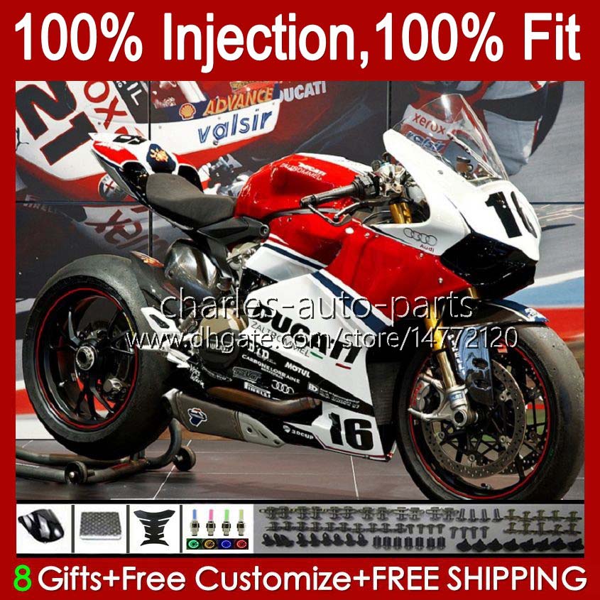 

OEM Body For DUCATI Panigale 899-1199 899R 1199R 12-16 Bodywork 44No.124 White red hot 899S 1199S 2012 2013 2014 2015 2016 899 1199 S R 12 13 14 15 16 Injection Mold Fairing, No. 4