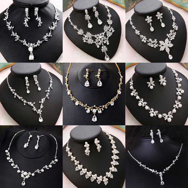 

Jewelry Sets Accessories For Women Necklace Drop Earring 2pcs Wedding Engagement Jewellery High Quality Party Necklaces TL128 Earrings, Silver