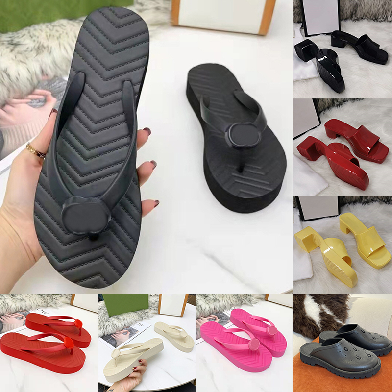 

Jelly Sandals Trends Designer Flip Flops Slippers For Women Woman Lady Flats High Heels Slides Fashion Red Pink Black White Rubber Sliders Size 35-46