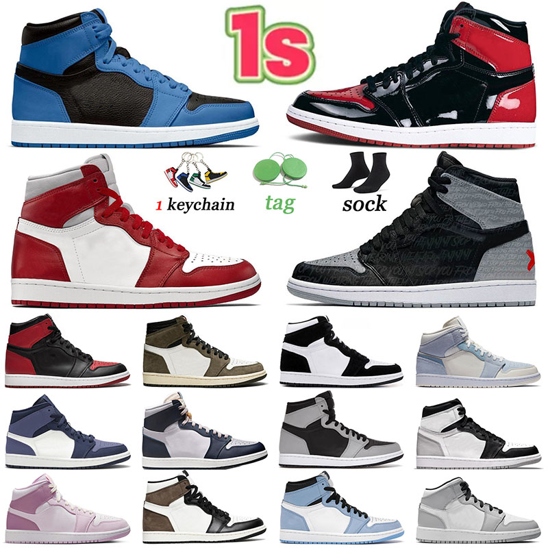 

2022 Jumpman 1 Basketball Shoes for Mens Womens Trainers Dark Marina Blue Bred Patent Chenille University Blue Banned Grey Camo UNC 1s Sports Designer Sneakers US 12, 36-46 brotherhood