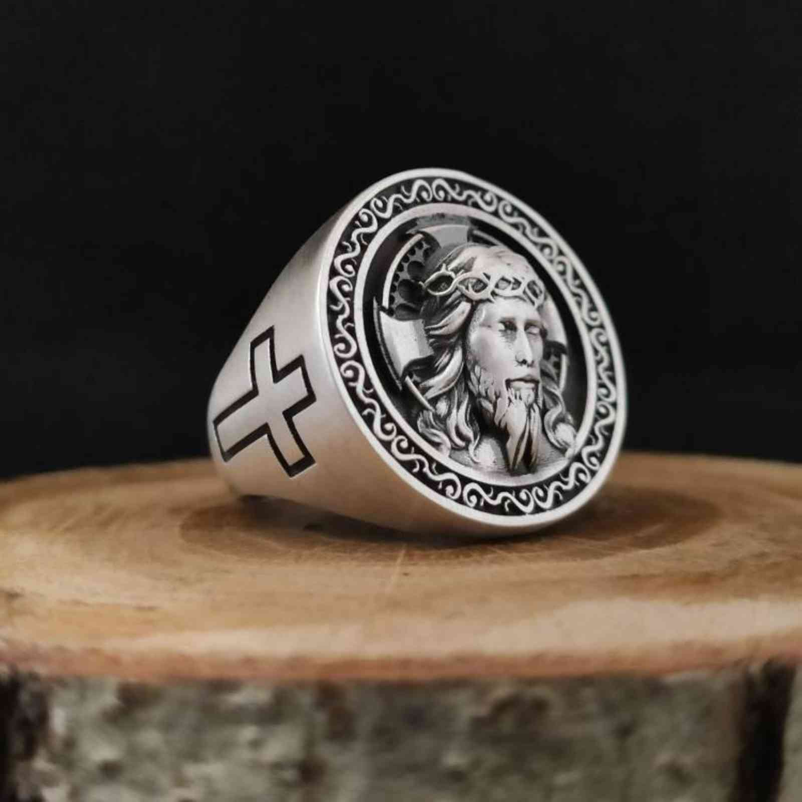 Delicate Ring Jesus 925 Silver s Savior Signet Jewel Messiah Catholic Jewellery Religious Cross Christian Accessories-image-710166716
