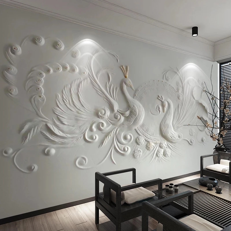 Custom Mural 3D Stereoscopic Relief Peacock Photo Bedroom Living Room Sofa TV Background Wall Wallpaper Decor-image-713206540