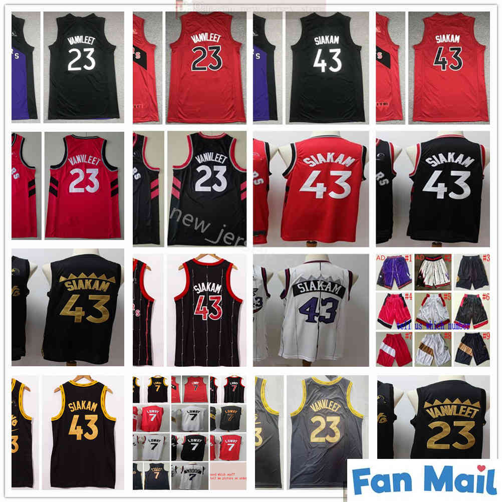 

Top Quality Purple Black Basketball 43 Pascal 23 Fred Siakam VanVleet Jerseys Sitiched New City Kyle 7 Lowry Black White Red Shorts Jerseys, Black;red