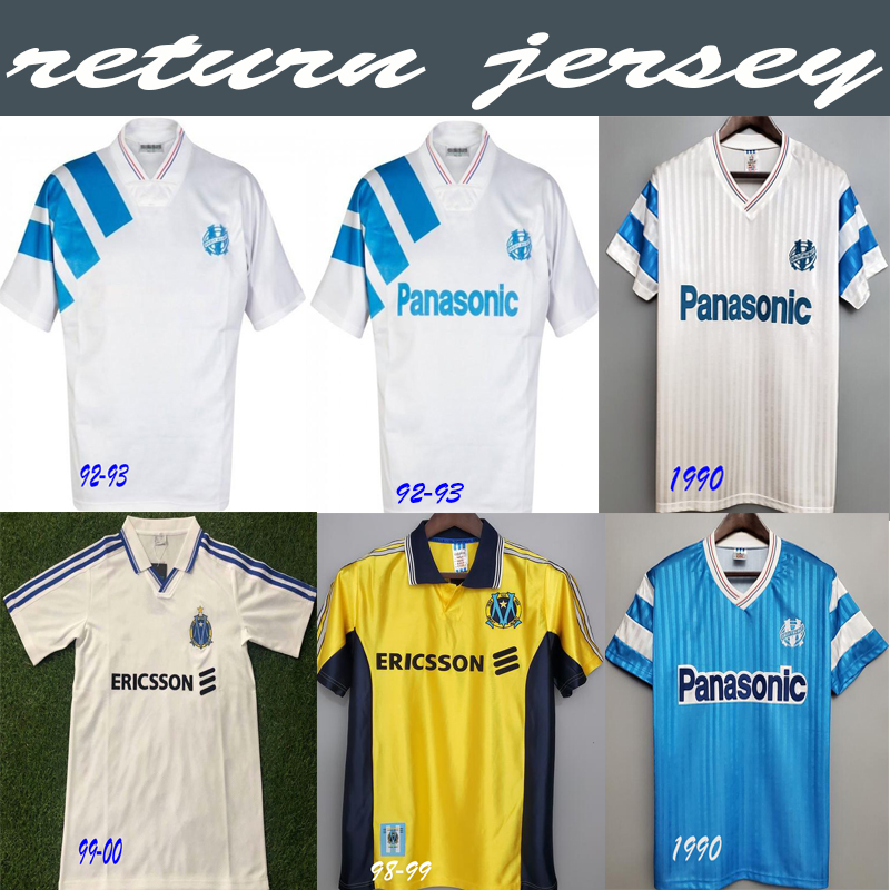 

90 91 93 98 99 00 Retro Commemorate Soccer Jersey BALNC DESCHAMPS PAPIN Shirt BOLI DESAILLY Dugarry VOLLER Marseille Football PIRES Ravanelli, Black;yellow