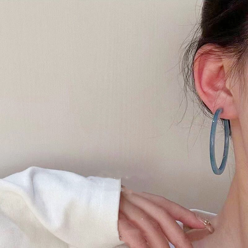 Été Cool transparent bleu orange acrylique oreille en forme d'oreille oreille boucles d'oreilles d'oreille d'aiguille d'argent simple bijoux