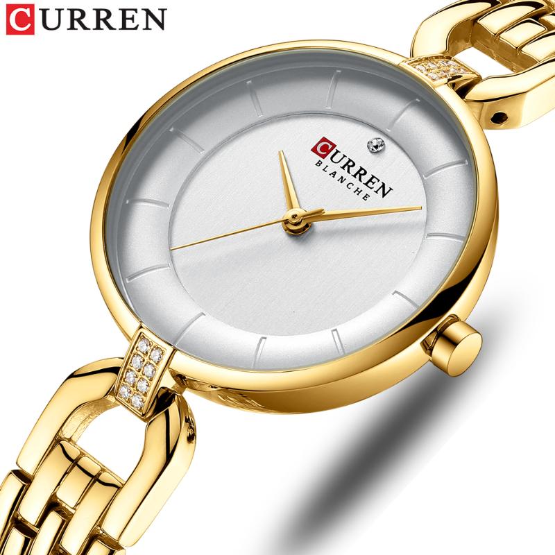 

Wristwatches CURREN Women Watch Simple Quartz Lady Waterproof Wristwatch Female Fashion Casual Watches Clock, Slivery;brown