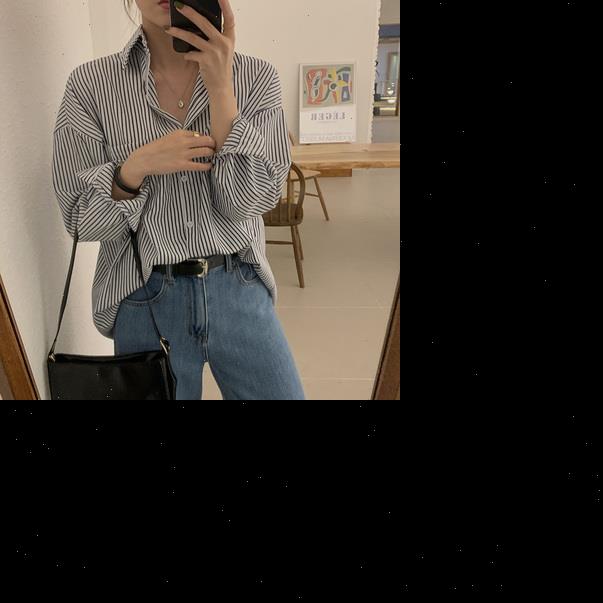 

women shirt blouse striped casual turn down collar fashion basic street work office long sleeve arrival shirts, White