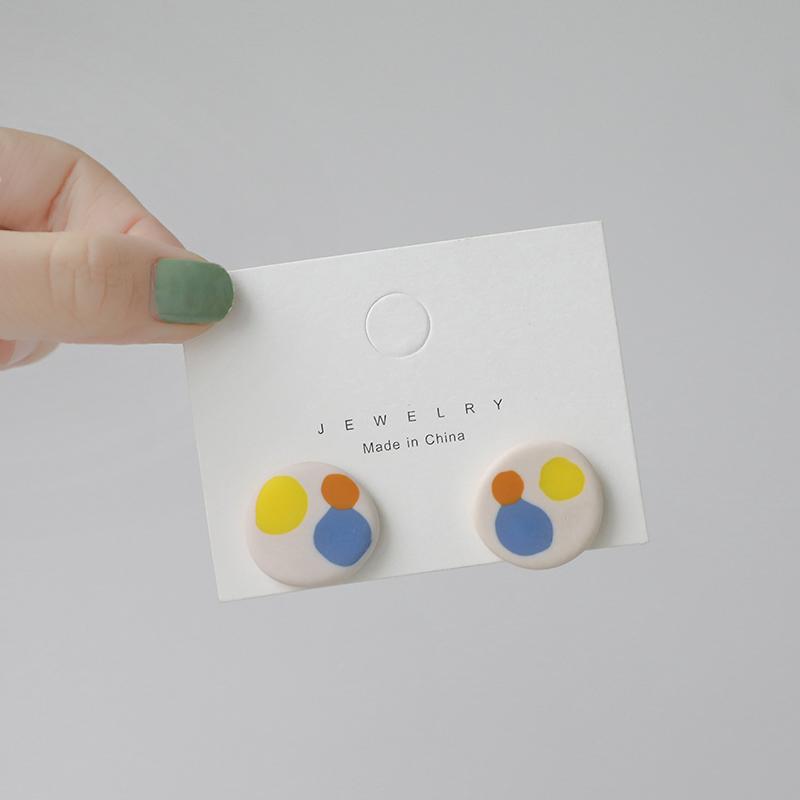 

Hoop & Huggie Color Palette Earrings Retro Oil Painting Style Hit Pottery Mud Cute Korean Wild Ear Clip Super Favorite