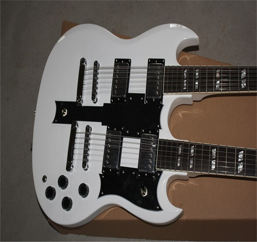 

wholesale Arrival 6 + 12 Strings Double Neck Custom SG 1275 White Electric Guitar