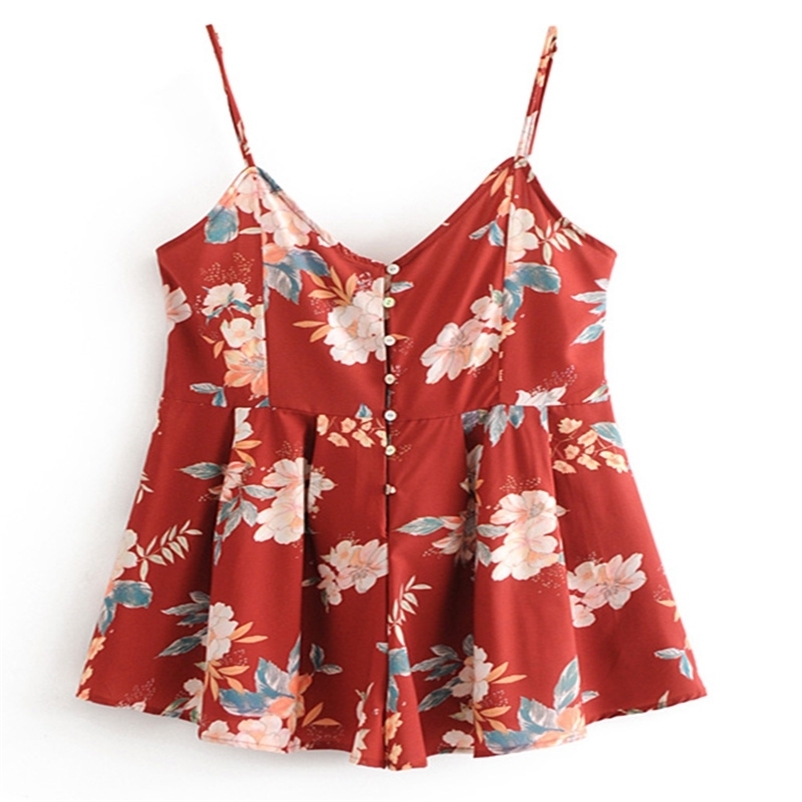 

Summer Mini Strap Dress Women Red Dresses Sey Ladies Fashion Cute Sweat Soft Floral Streetwear Deep V-neck Size  210524, As the photo