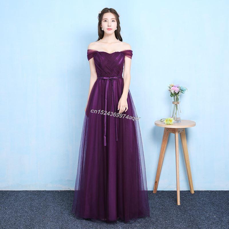 

Party Dresses Grape Purple Tulle Evening Dress 2021 Long Graduation A-line Formal Women Elegant Prom, Burgundy